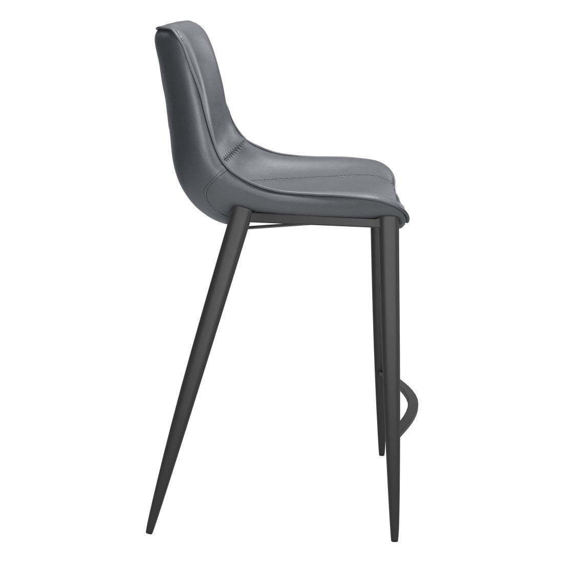 Dark Gray & Black Faux Leather & Steel Counter Height Bar Chairs - Set of 2