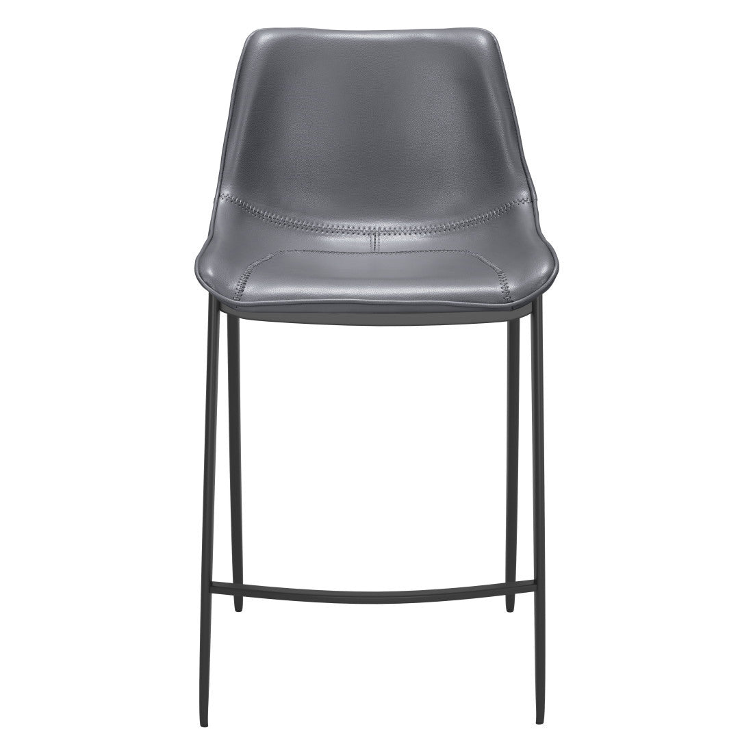 Dark Gray & Black Faux Leather & Steel Counter Height Bar Chairs - Set of 2