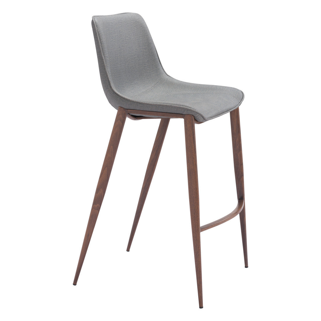Slate Gray & Brown Faux Leather & Steel Bar Height Bar Chairs - Set of 2