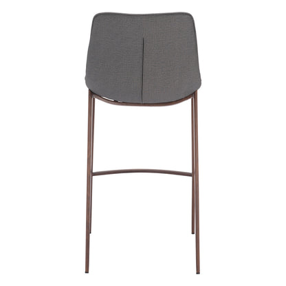 Slate Gray & Brown Faux Leather & Steel Bar Height Bar Chairs - Set of 2
