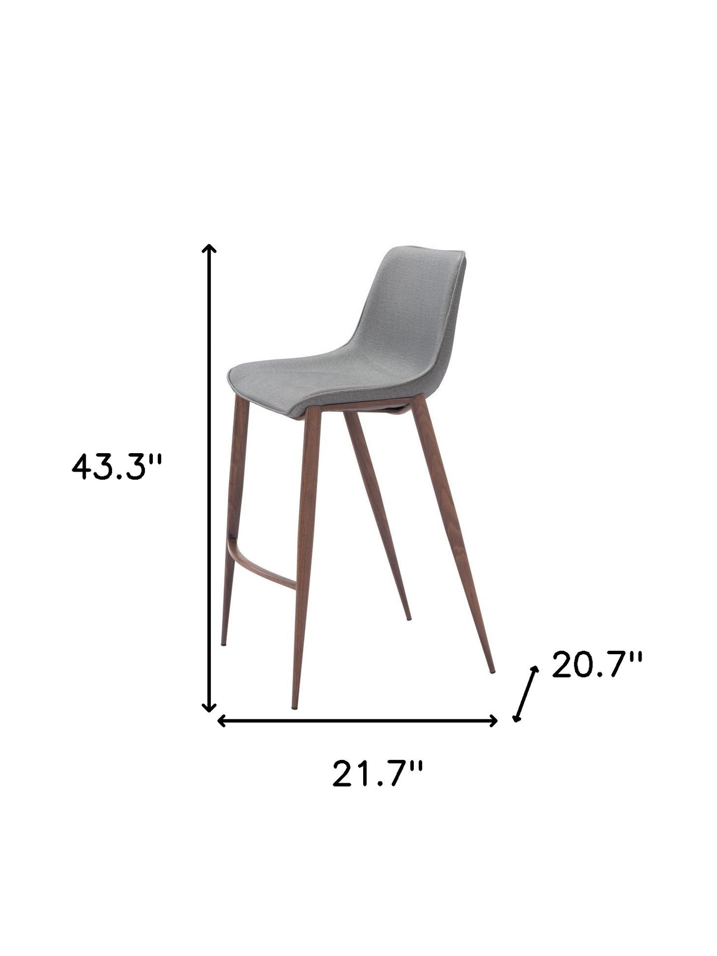 Slate Gray & Brown Faux Leather & Steel Bar Height Bar Chairs - Set of 2