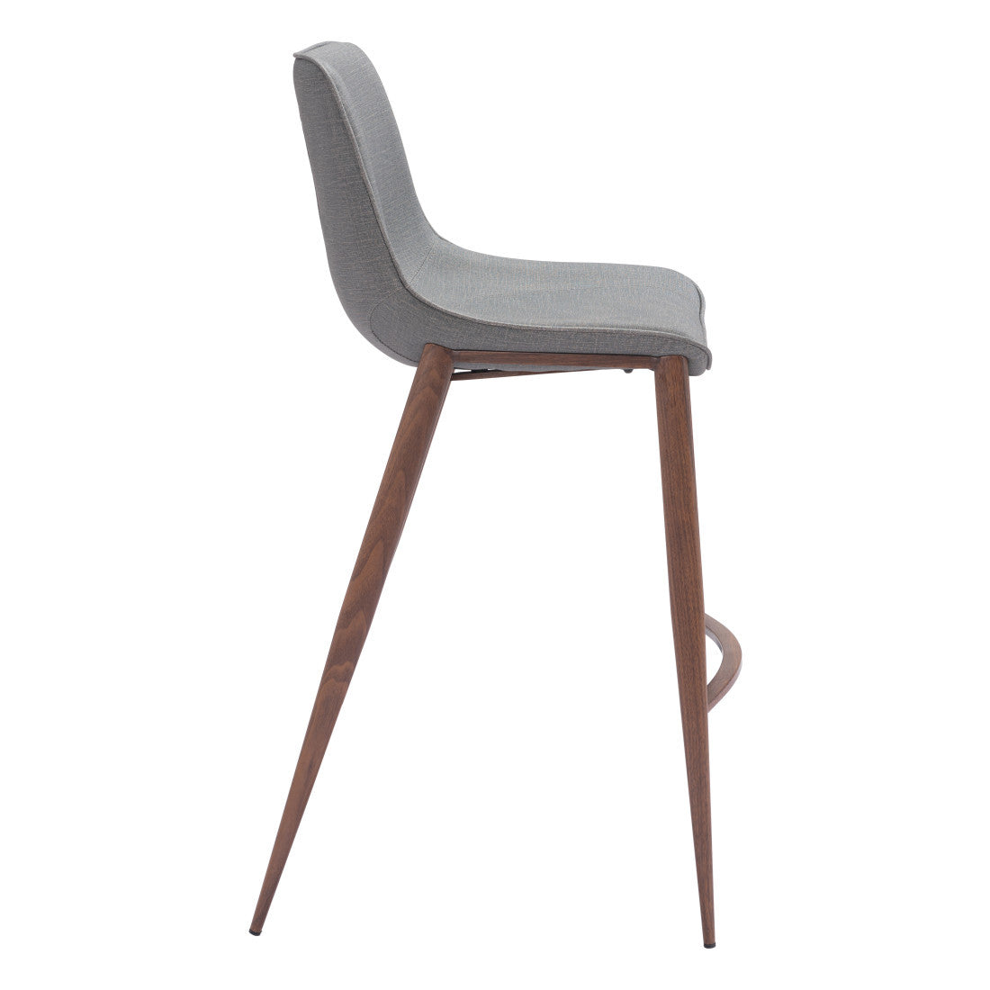 Slate Gray & Brown Faux Leather & Steel Bar Height Bar Chairs - Set of 2