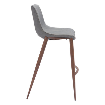 Slate Gray & Brown Faux Leather & Steel Bar Height Bar Chairs - Set of 2