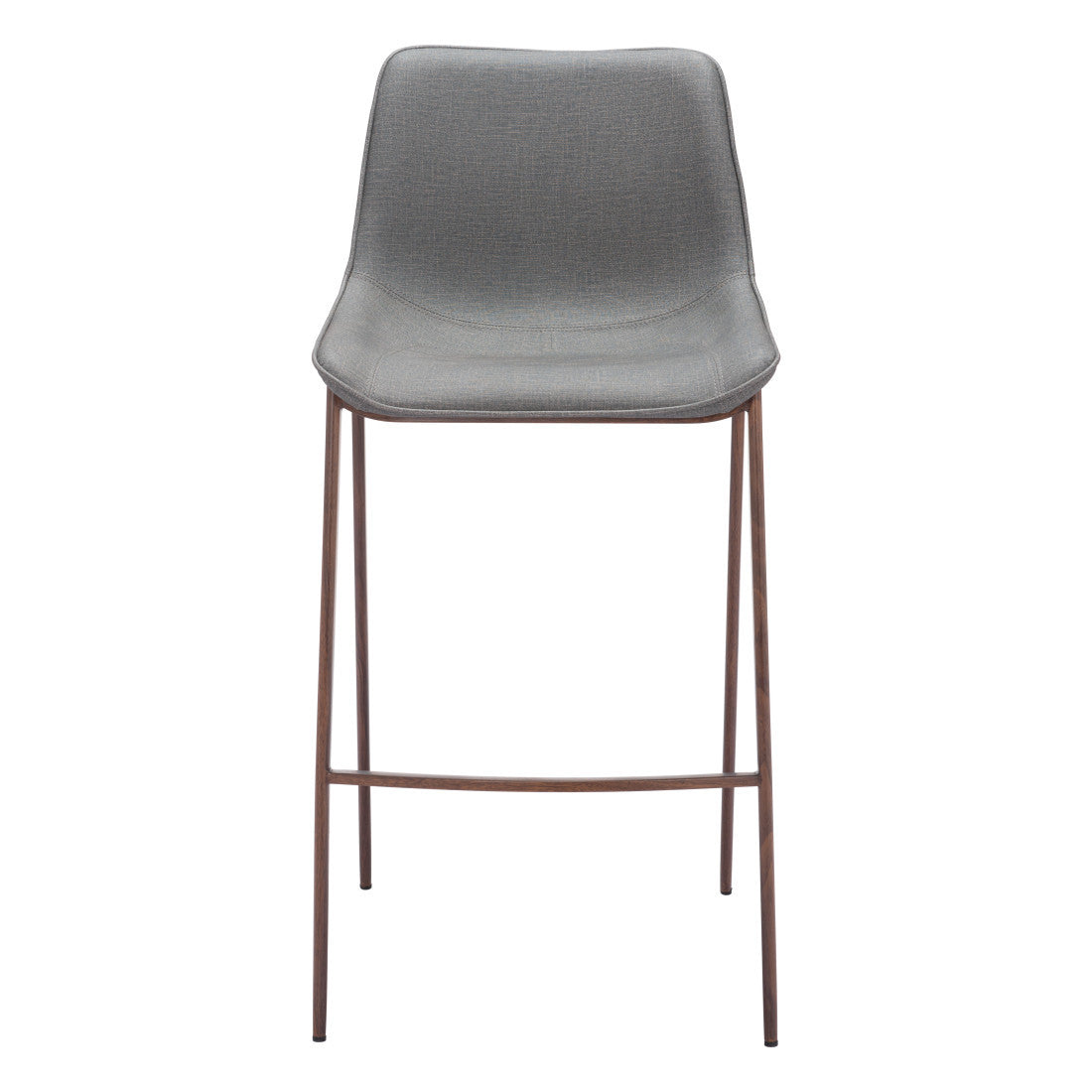 Slate Gray & Brown Faux Leather & Steel Bar Height Bar Chairs - Set of 2