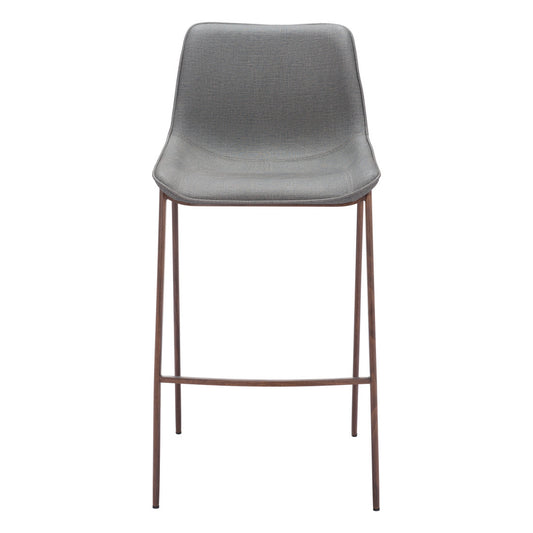 Slate Gray & Brown Faux Leather & Steel Bar Height Bar Chairs - Set of 2