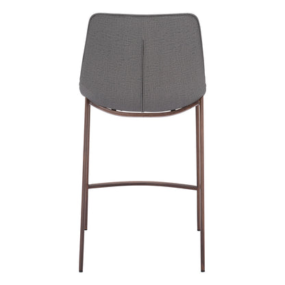 Slate Gray & Brown Faux Leather & Steel Counter Height Bar Chairs - Set of 2