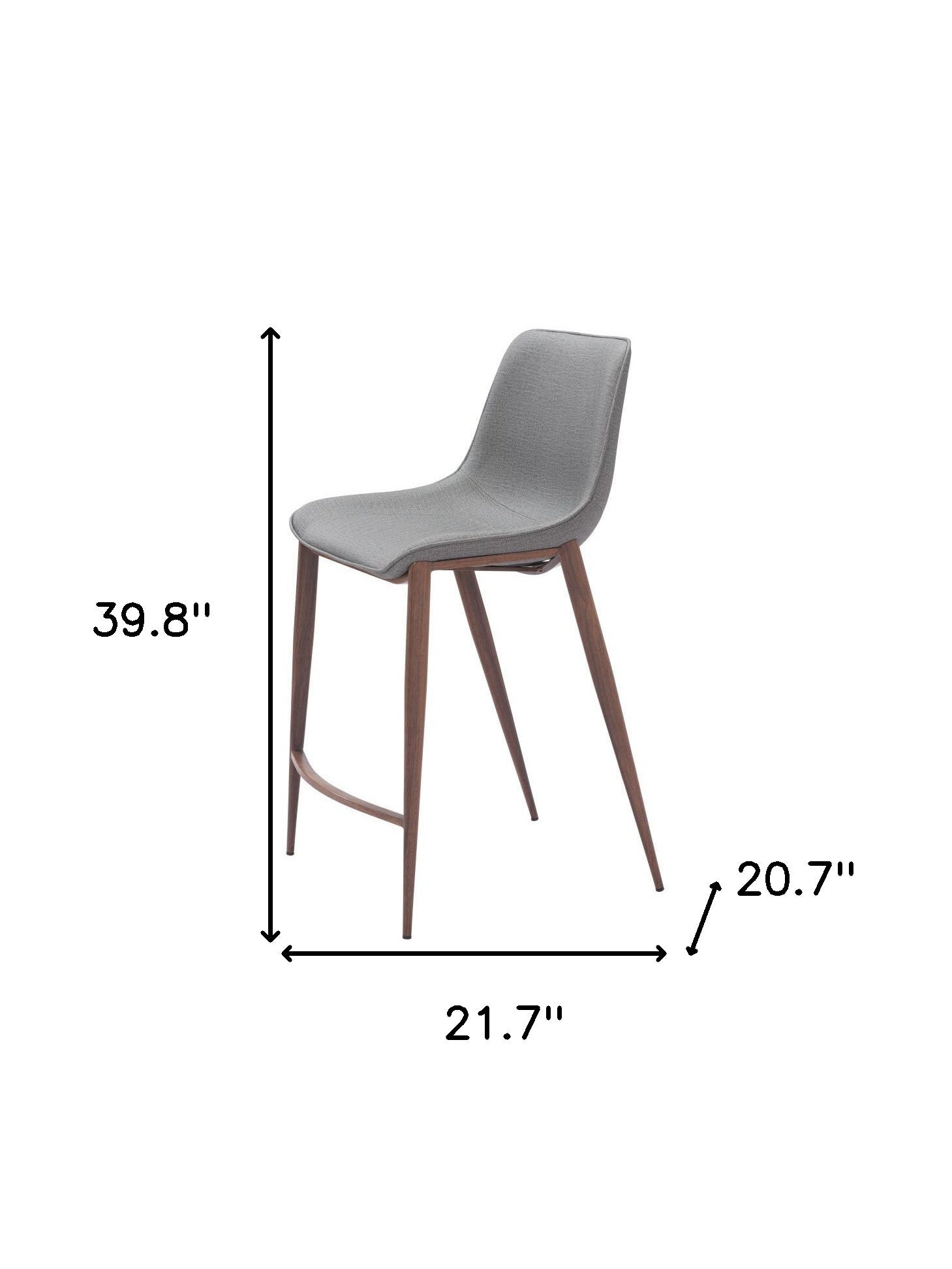 Slate Gray & Brown Faux Leather & Steel Counter Height Bar Chairs - Set of 2