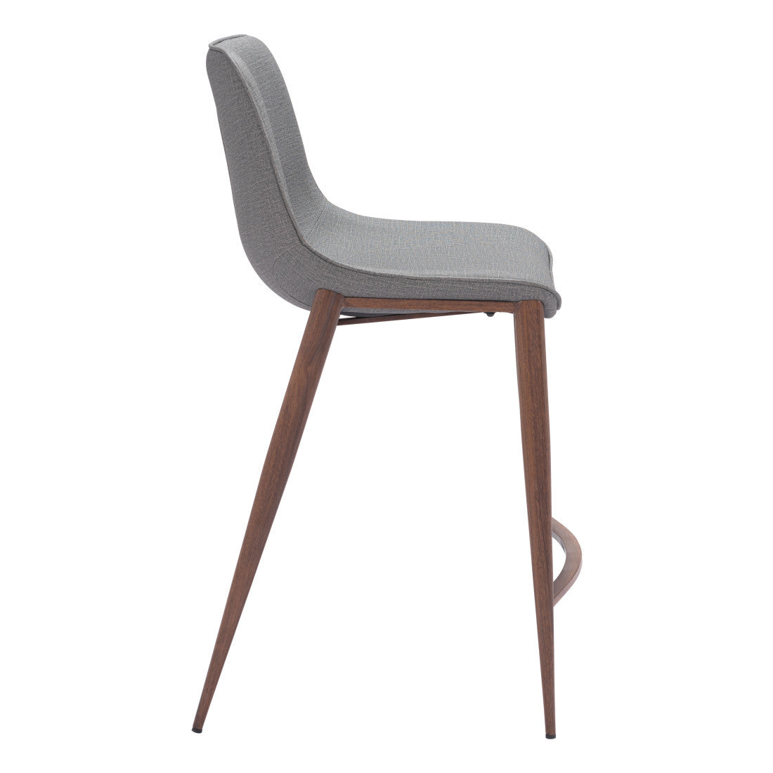 Slate Gray & Brown Faux Leather & Steel Counter Height Bar Chairs - Set of 2