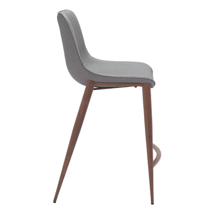 Slate Gray & Brown Faux Leather & Steel Counter Height Bar Chairs - Set of 2