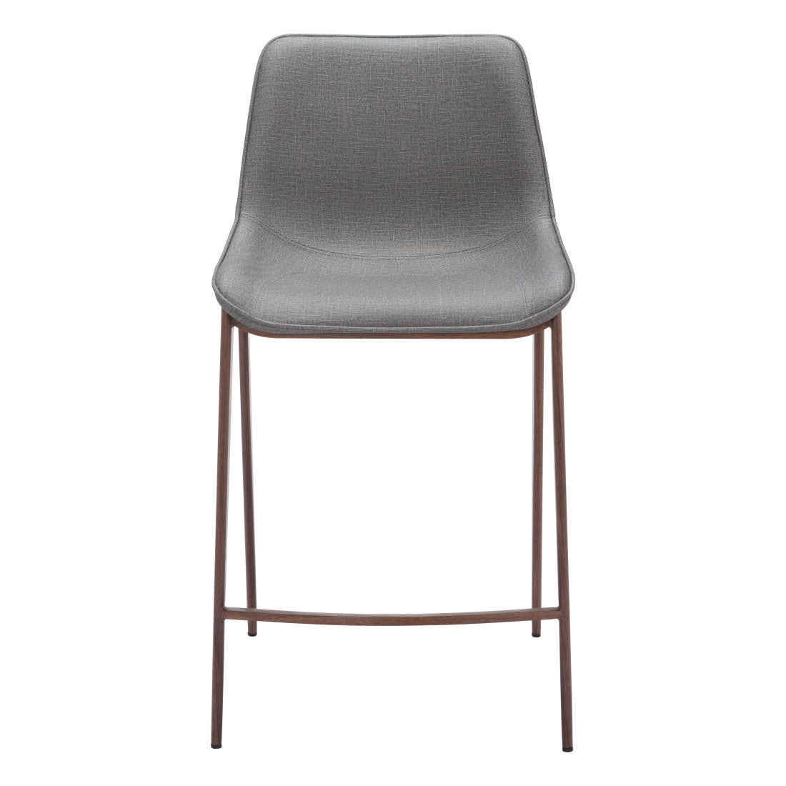 Slate Gray & Brown Faux Leather & Steel Counter Height Bar Chairs - Set of 2