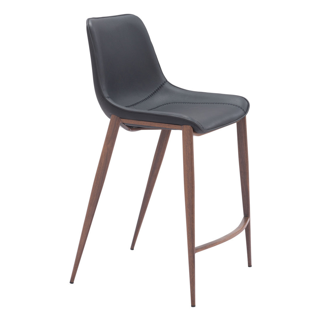 Black & Brown Faux Leather & Steel Counter Height Bar Chairs - Set of 2