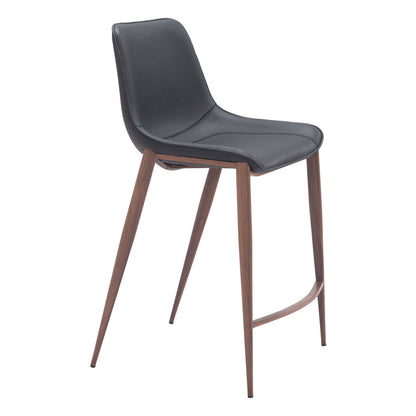 Black & Brown Faux Leather & Steel Counter Height Bar Chairs - Set of 2