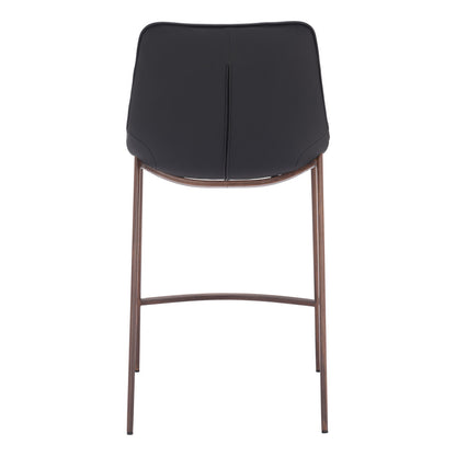 Black & Brown Faux Leather & Steel Counter Height Bar Chairs - Set of 2
