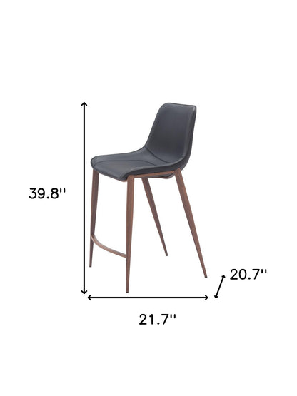 Black & Brown Faux Leather & Steel Counter Height Bar Chairs - Set of 2