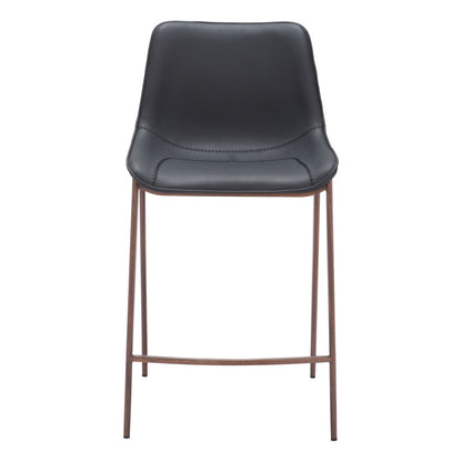 Black & Brown Faux Leather & Steel Counter Height Bar Chairs - Set of 2