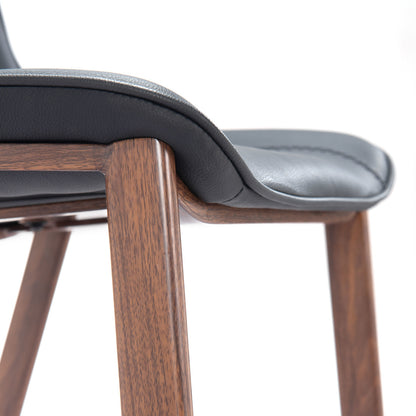 Black & Brown Faux Leather & Steel Bar Height Bar Chairs - Set of 2