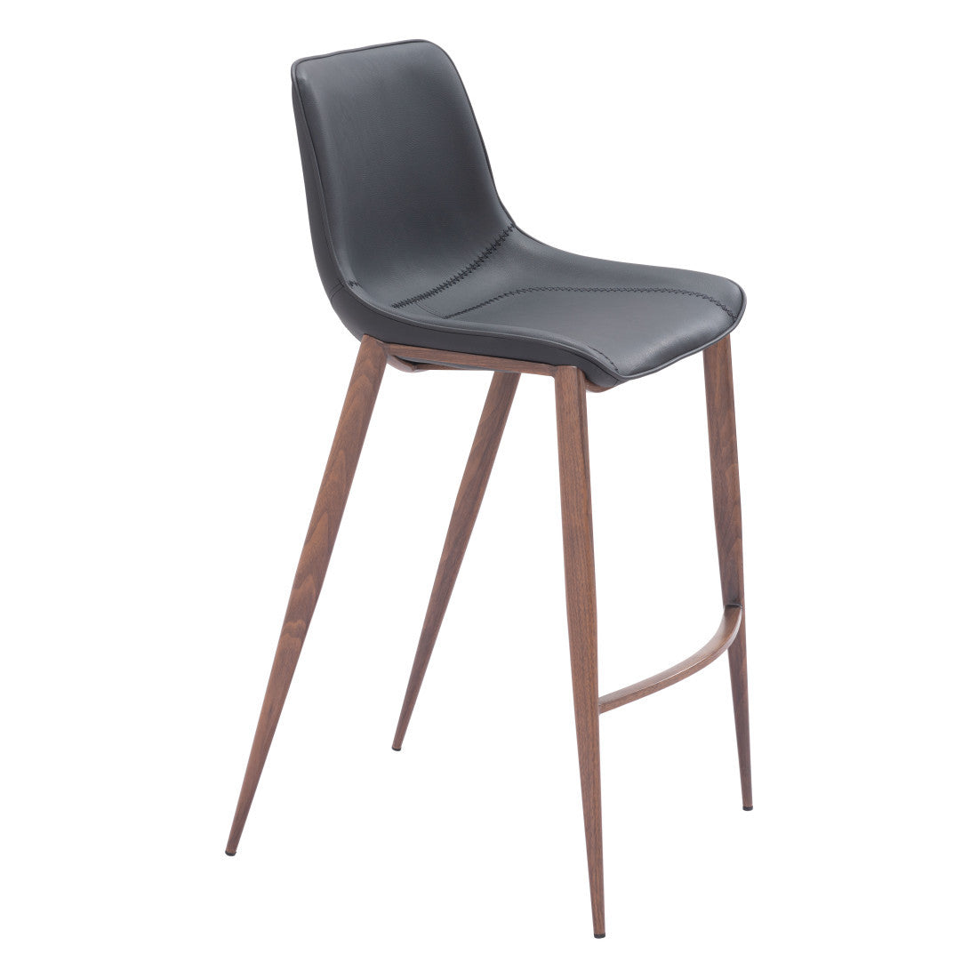 Black & Brown Faux Leather & Steel Bar Height Bar Chairs - Set of 2