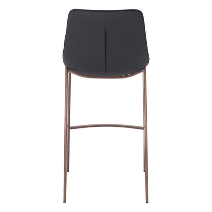 Black & Brown Faux Leather & Steel Bar Height Bar Chairs - Set of 2