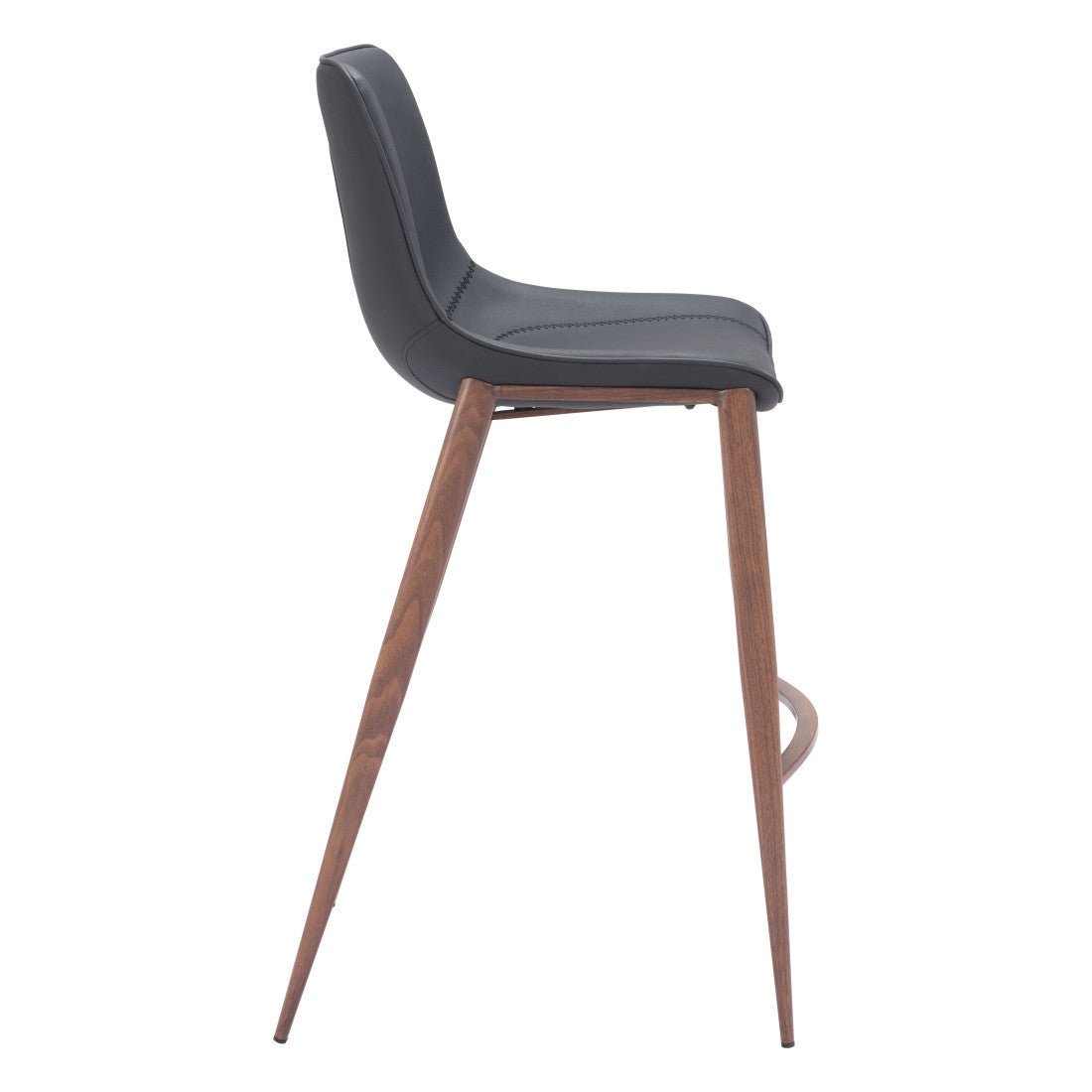 Black & Brown Faux Leather & Steel Bar Height Bar Chairs - Set of 2