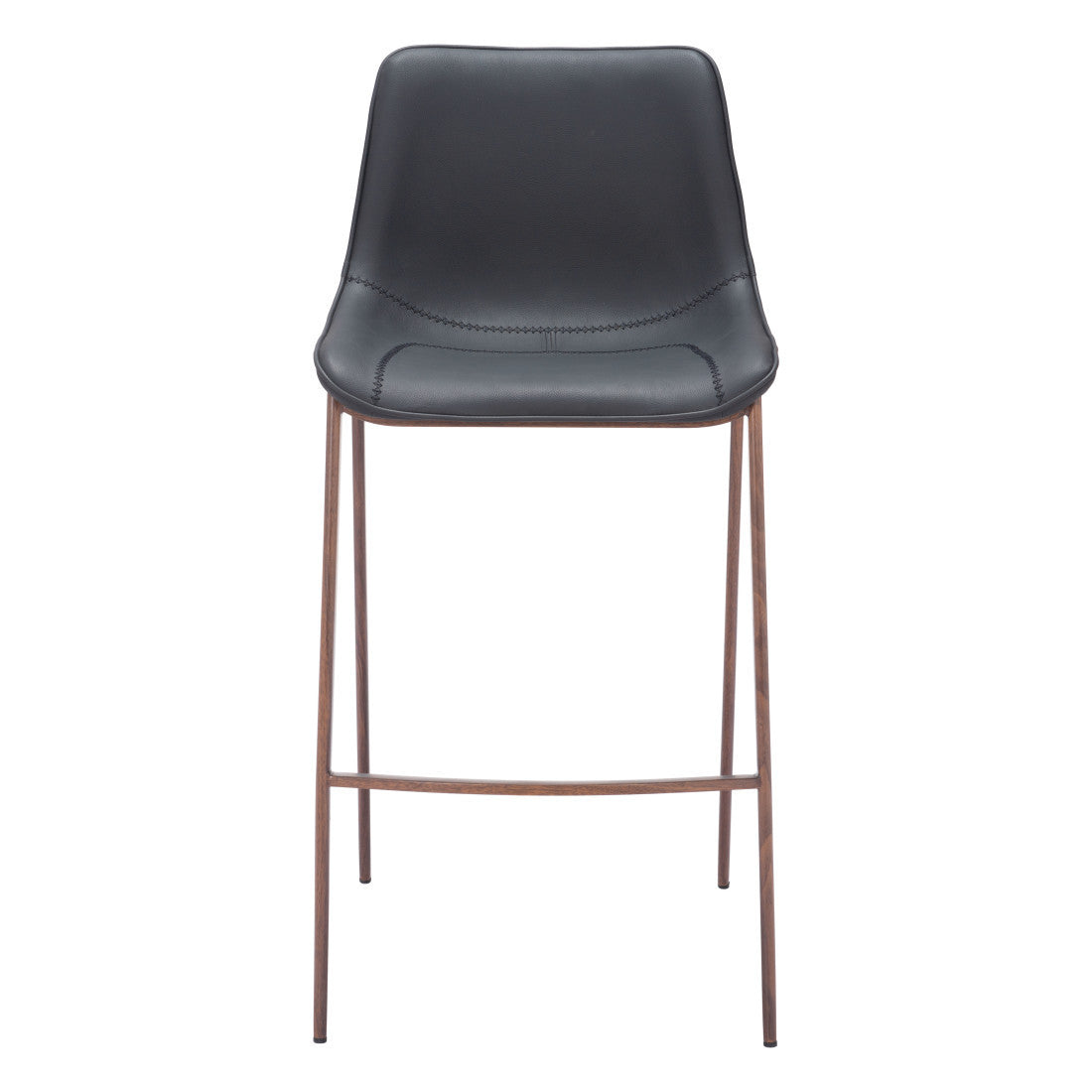 Black & Brown Faux Leather & Steel Bar Height Bar Chairs - Set of 2