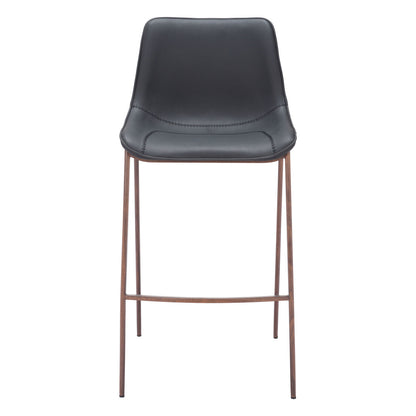 Black & Brown Faux Leather & Steel Bar Height Bar Chairs - Set of 2
