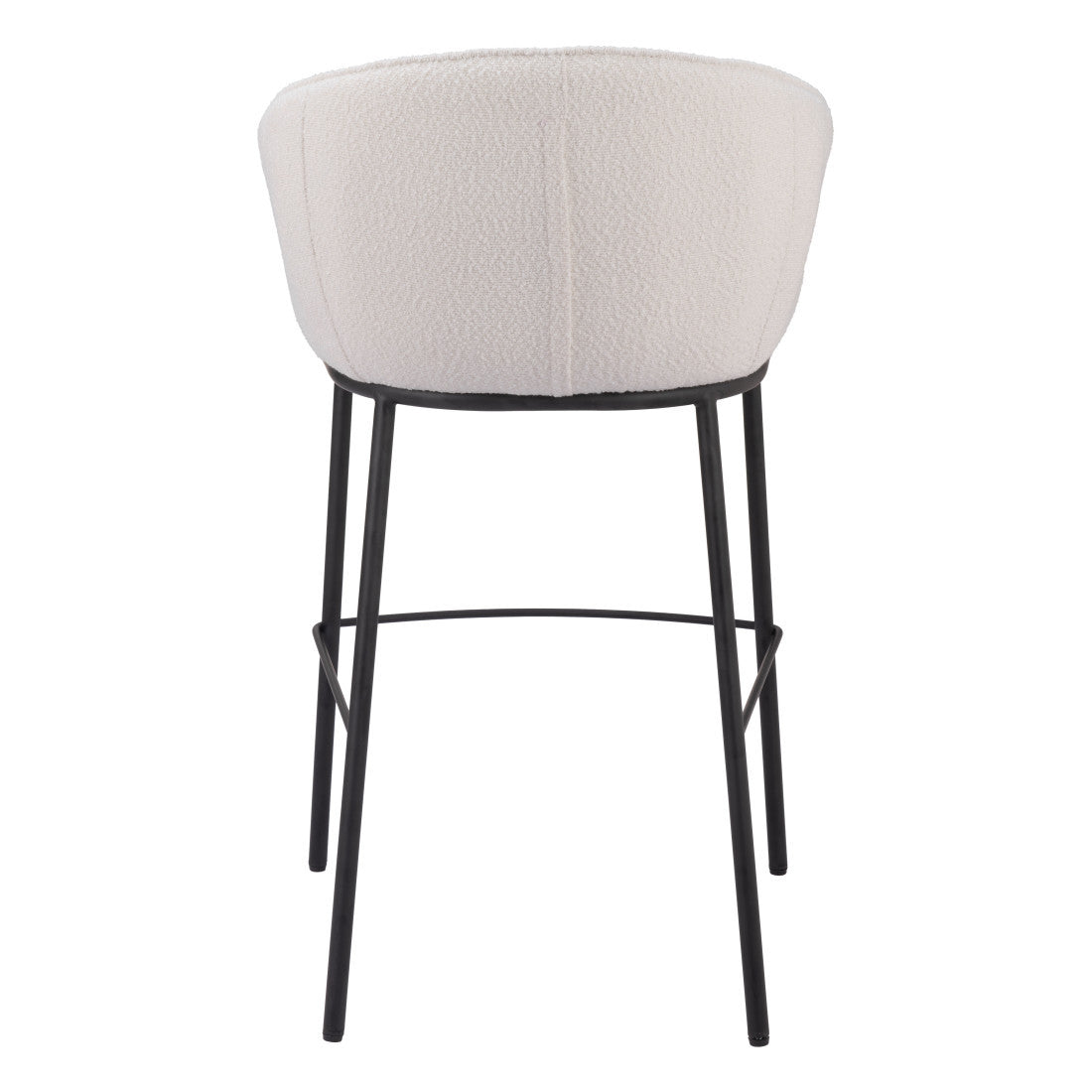 Ivory & Black Shearling & Steel Bar Height Bar Chair