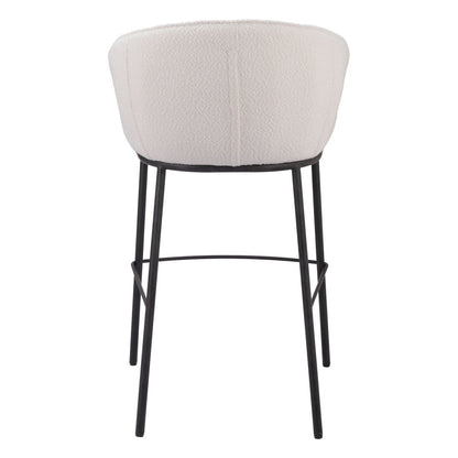 Ivory & Black Shearling & Steel Bar Height Bar Chair