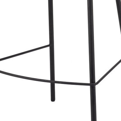 Ivory & Black Shearling & Steel Bar Height Bar Chair