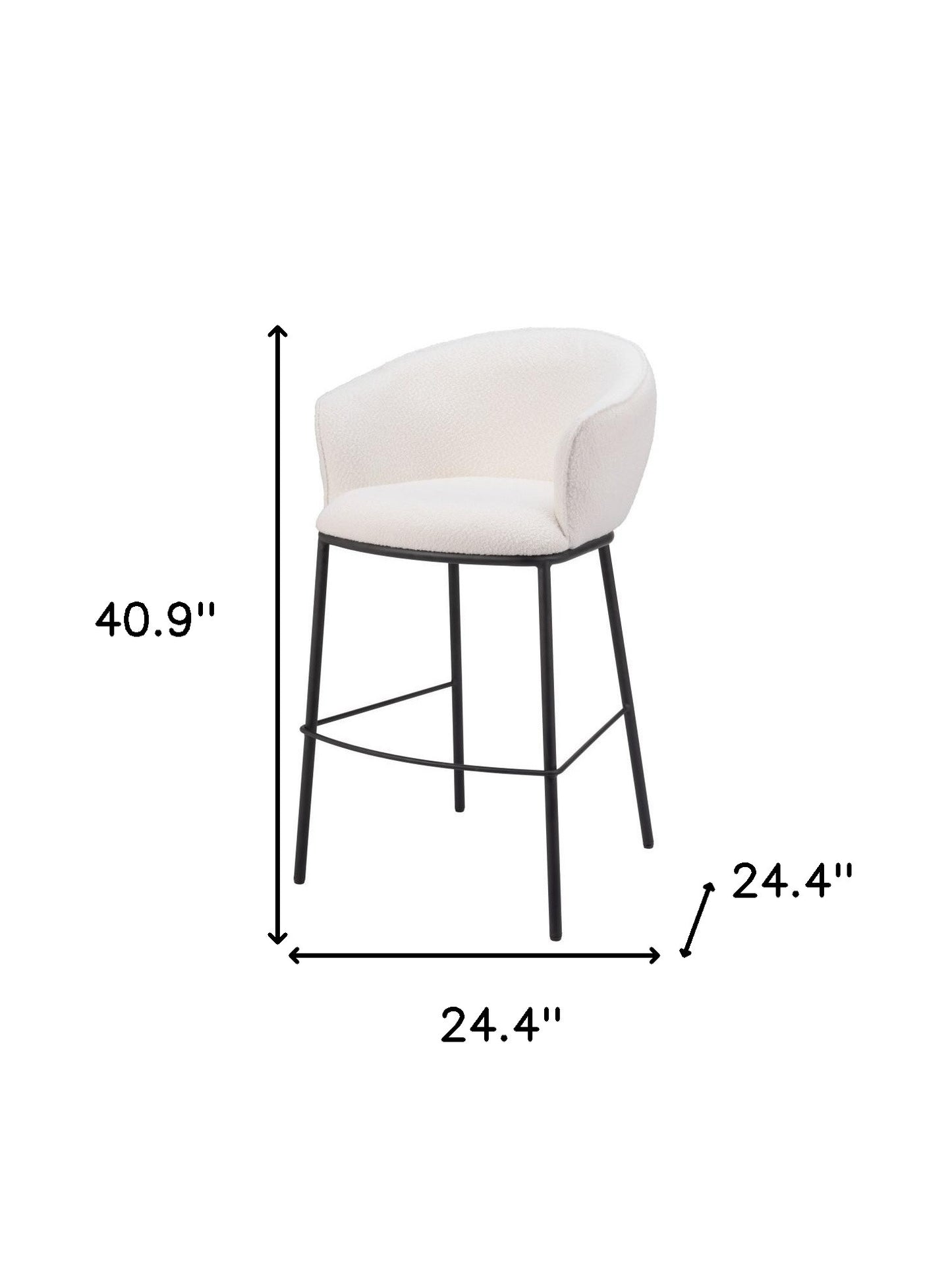 Ivory & Black Shearling & Steel Bar Height Bar Chair
