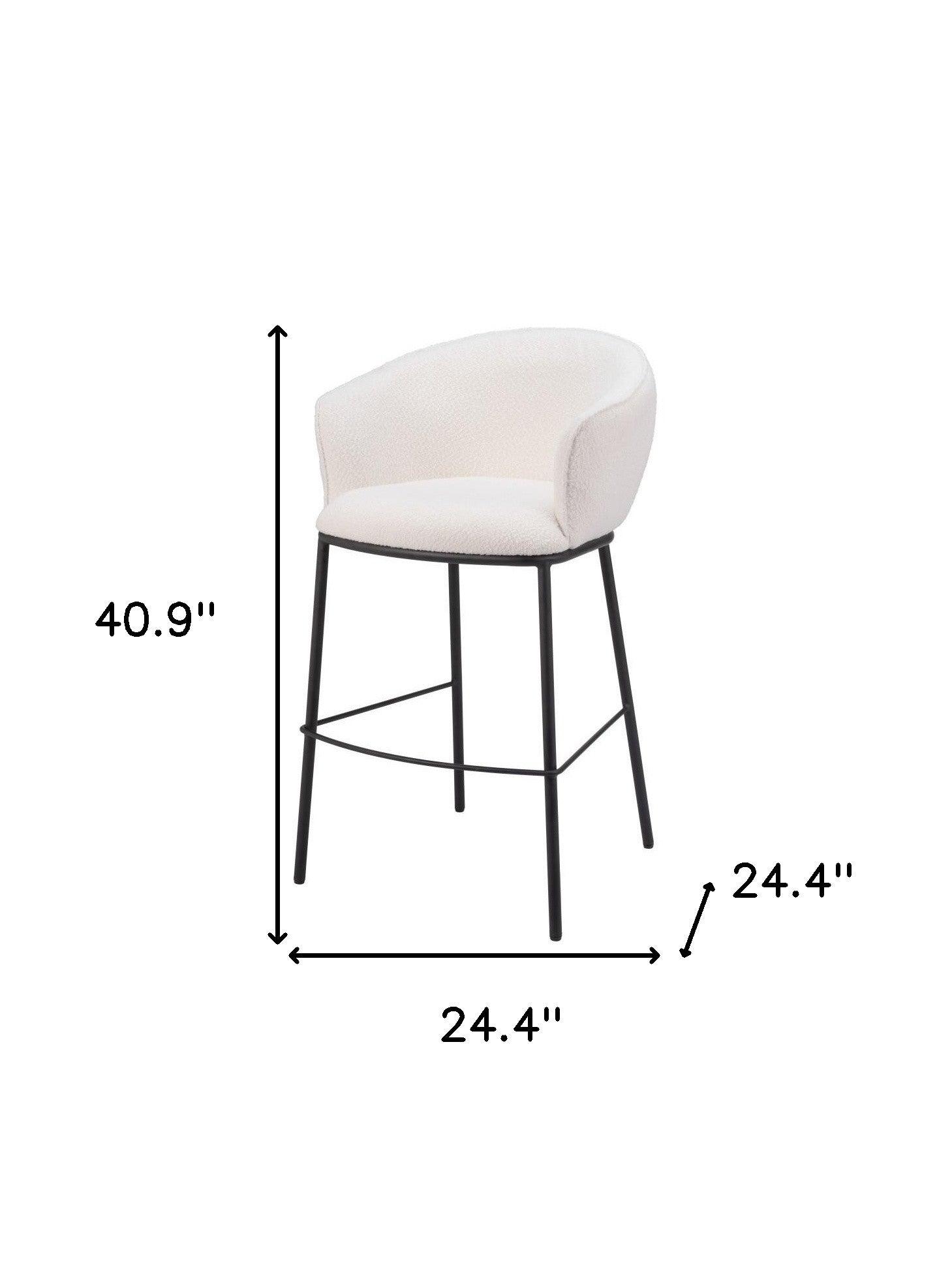 Ivory & Black Shearling & Steel Bar Height Bar Chair