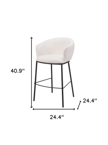 Ivory & Black Shearling & Steel Bar Height Bar Chair
