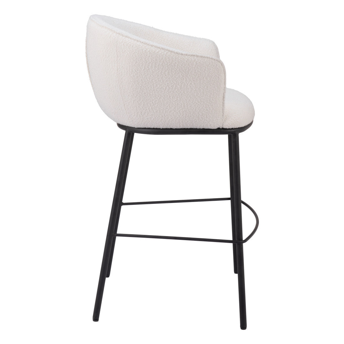 Ivory & Black Shearling & Steel Bar Height Bar Chair