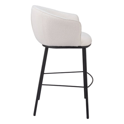 Ivory & Black Shearling & Steel Bar Height Bar Chair