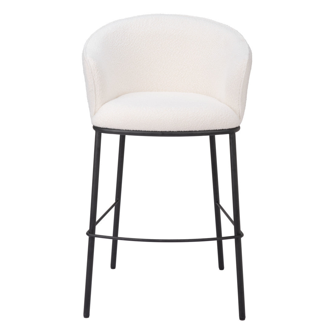 Ivory & Black Shearling & Steel Bar Height Bar Chair