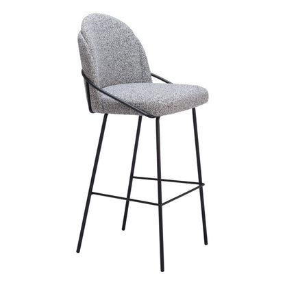 Light Gray & Black Shearling & Steel Bar Height Bar Chairs - Set of 2