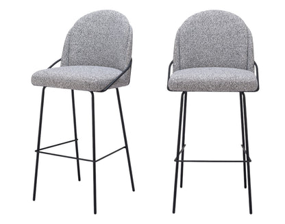Light Gray & Black Shearling & Steel Bar Height Bar Chairs - Set of 2