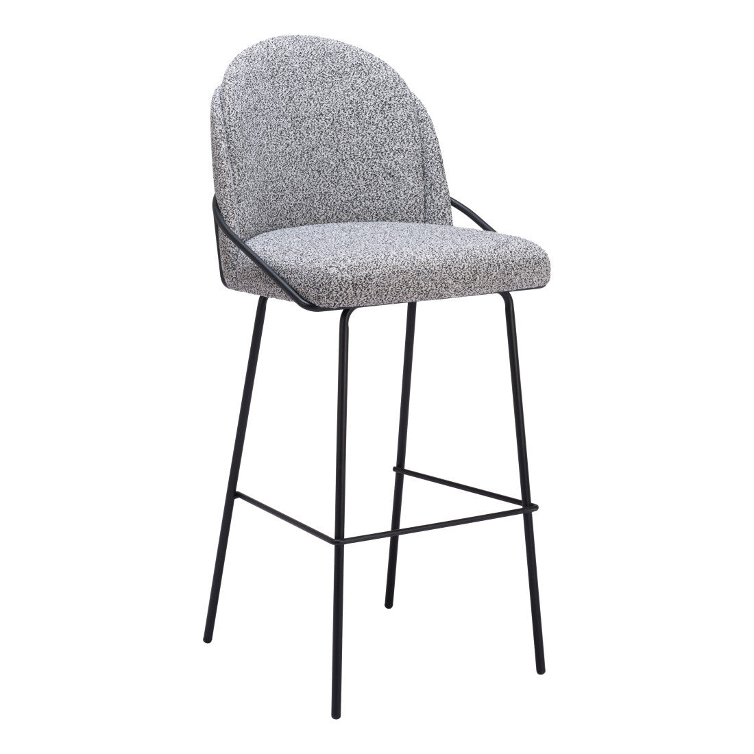 Light Gray & Black Shearling & Steel Bar Height Bar Chairs - Set of 2