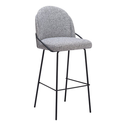 Light Gray & Black Shearling & Steel Bar Height Bar Chairs - Set of 2