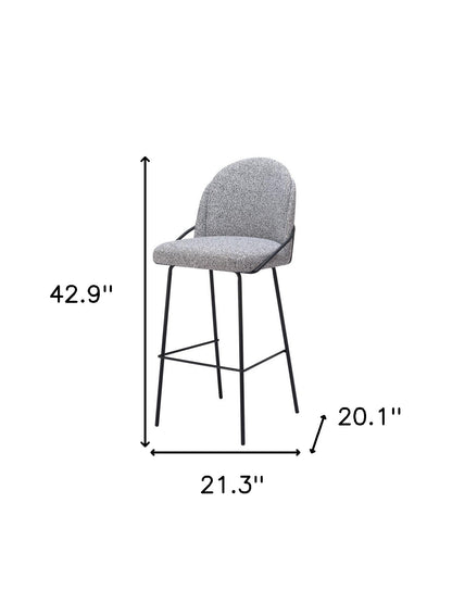 Light Gray & Black Shearling & Steel Bar Height Bar Chairs - Set of 2