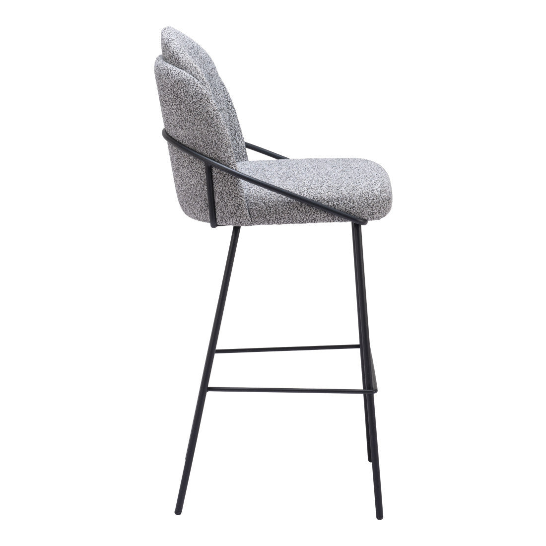 Light Gray & Black Shearling & Steel Bar Height Bar Chairs - Set of 2