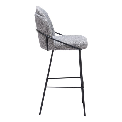 Light Gray & Black Shearling & Steel Bar Height Bar Chairs - Set of 2