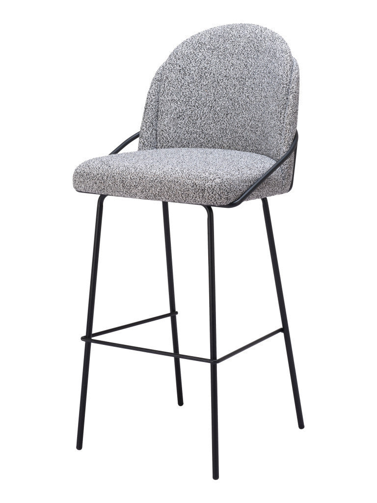 Light Gray & Black Shearling & Steel Bar Height Bar Chairs - Set of 2