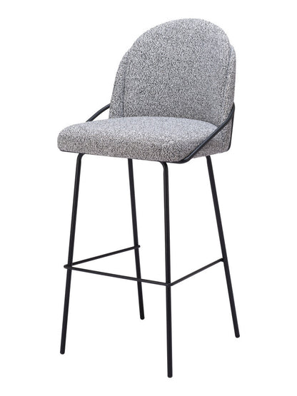 Light Gray & Black Shearling & Steel Bar Height Bar Chairs - Set of 2