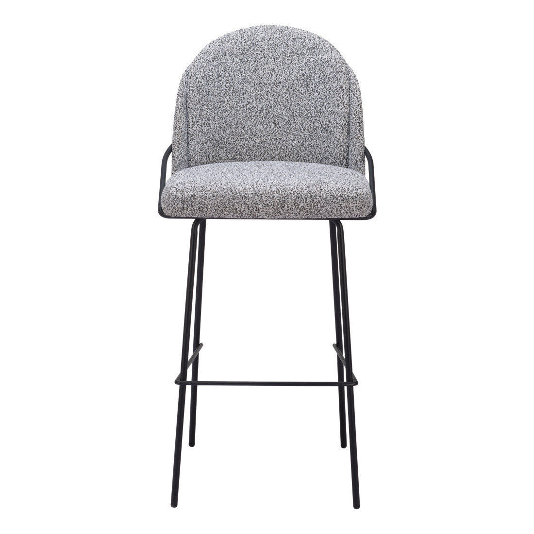 Light Gray & Black Shearling & Steel Bar Height Bar Chairs - Set of 2
