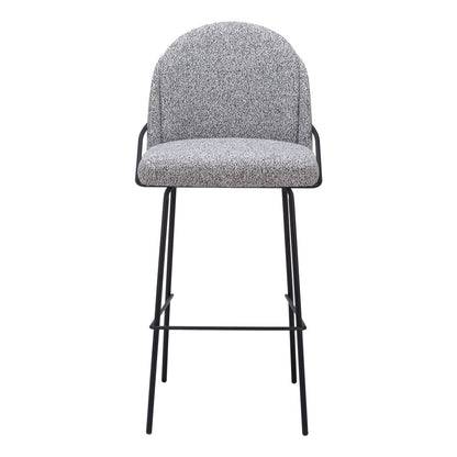 Light Gray & Black Shearling & Steel Bar Height Bar Chairs - Set of 2