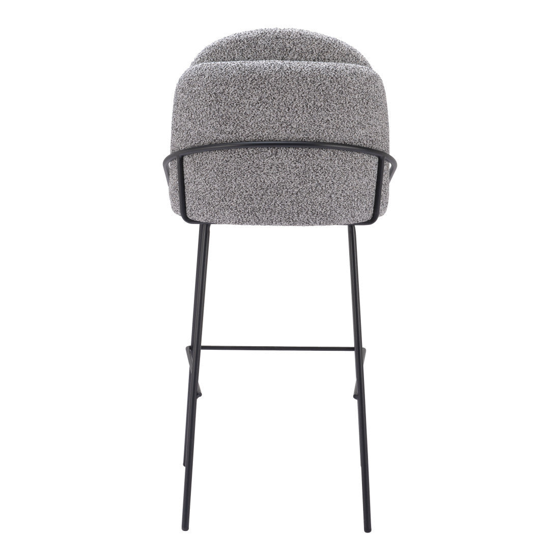 Light Gray & Black Shearling & Steel Bar Height Bar Chairs - Set of 2