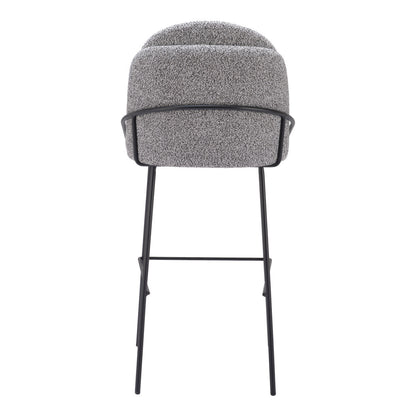 Light Gray & Black Shearling & Steel Bar Height Bar Chairs - Set of 2