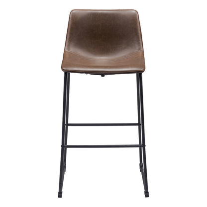 Espresso & Black Faux Leather & Steel Counter Height Bar Chairs - Set of 2