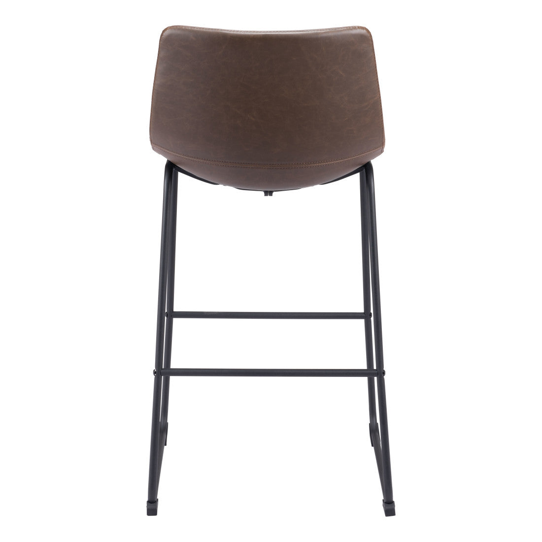 Espresso & Black Faux Leather & Steel Counter Height Bar Chairs - Set of 2