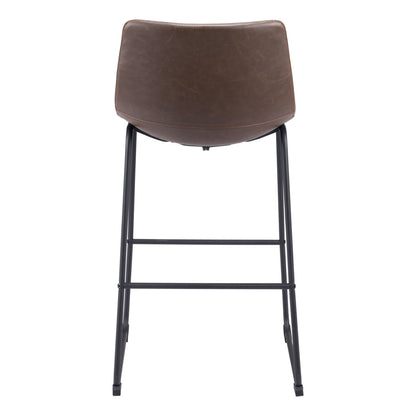Espresso & Black Faux Leather & Steel Counter Height Bar Chairs - Set of 2